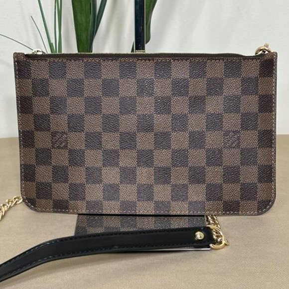 Louis Vuitton Neverfull Gm Pouch Brown Coated Canvas Wristlet - Picture 3 of 10